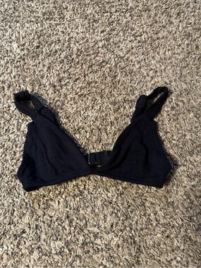 JLUXLABEL Black Ribbed Triangle Bikini Top